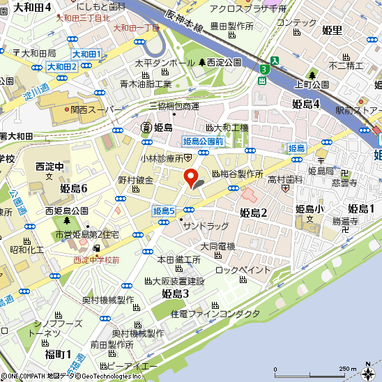 ミスタータイヤマン姫島付近の地図